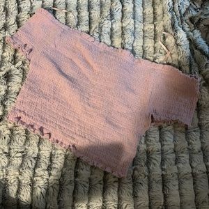 pink off the shoulder crop top